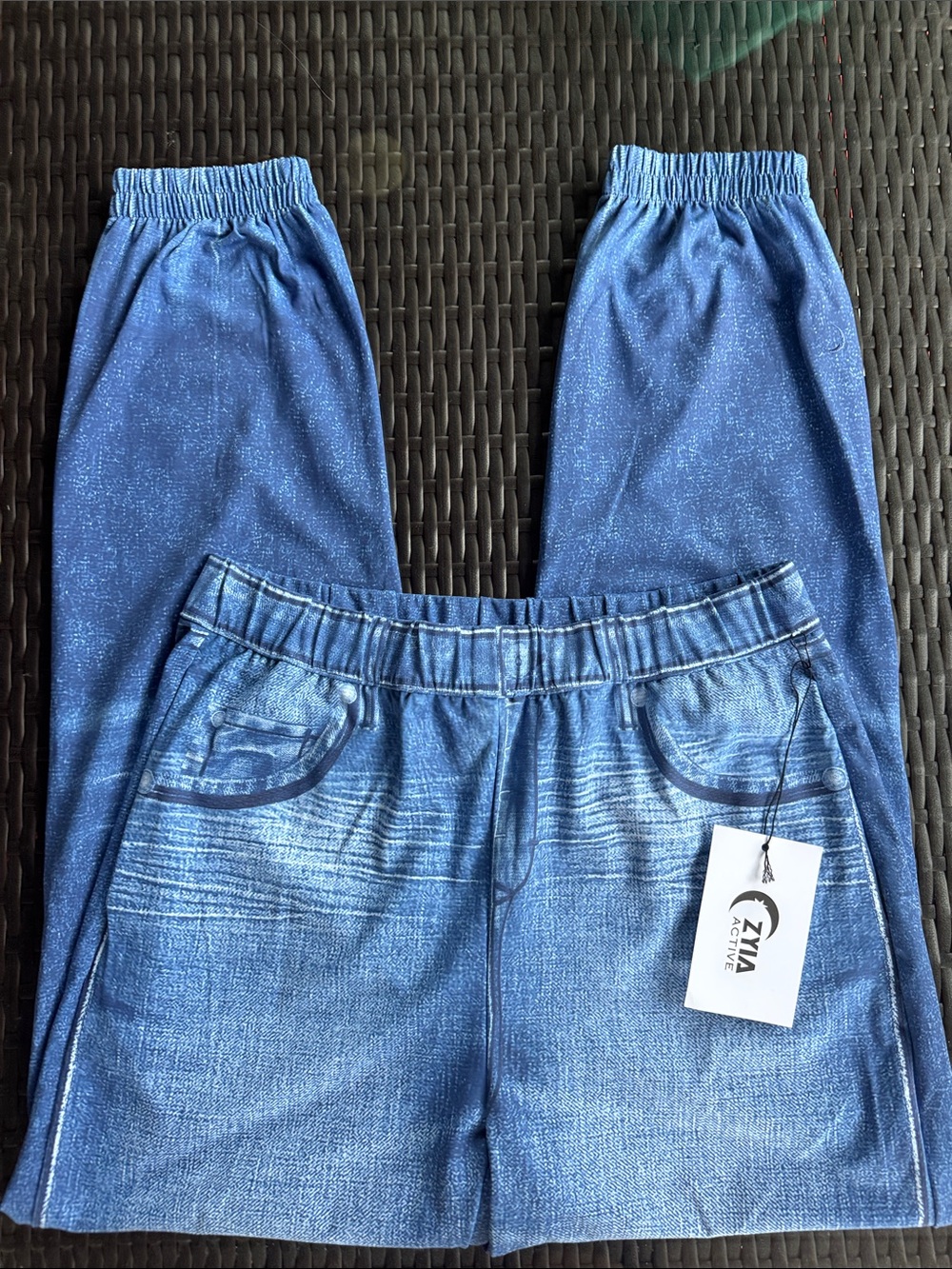 ZYIA Blue Faux-Denim Knit Joggers